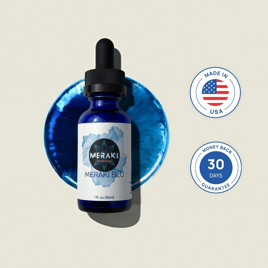 Meraki Blu USP Grade Methylene Blue Solution – Third-Party Tested 1% Liquid Formula, High Purity Blue Formula, 30ml Glass Dropper Bottle